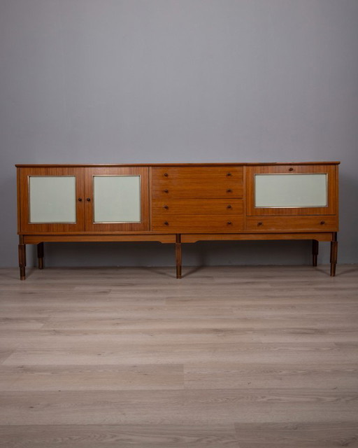 VINTAGE 1960S WOODEN SIDEBOARD WITH BAR COMPARTMENT, ITALIAN DESIGN