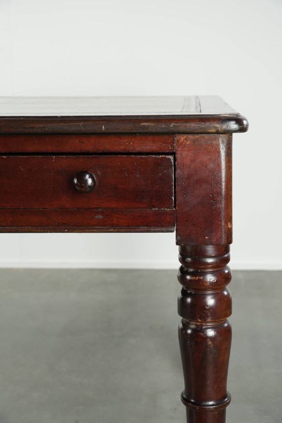 Bureau d'écriture anglais ancien de la fin du XIXe siècle, avec un bois aux tons chauds et un plateau en (photo 10 of 12)
