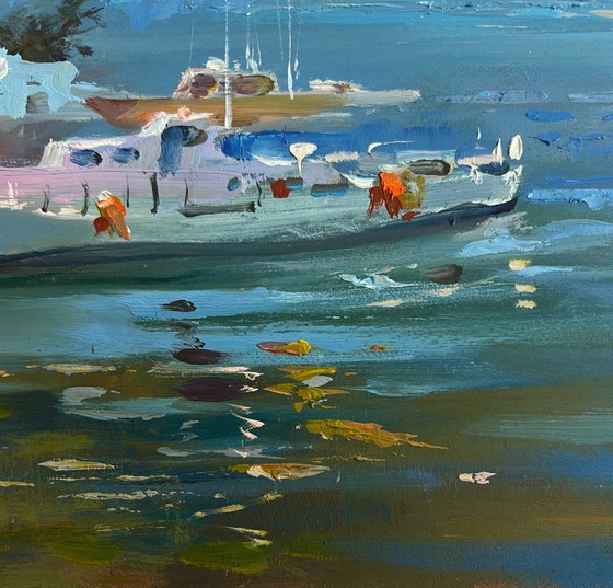 Image 1 of Original Oil Painting Coastal River Landscape A storm is coming