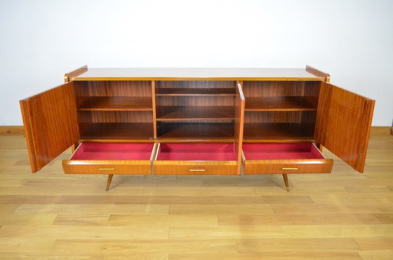 Image 1 of Enfilade Pieds Compas en Acajou, France Vintage 1960