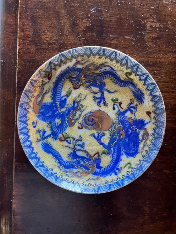 Image 1 of Service à thé en porcelaine de style Satsuma, motif dragon, milieu du XXe siècle