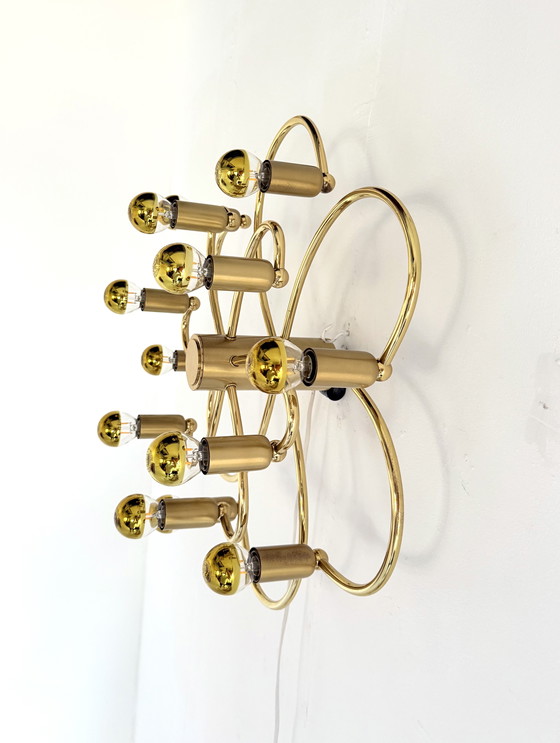 Image 1 of Vintage messing wad/plafondlamp, Scolari voor Helestra ‘70