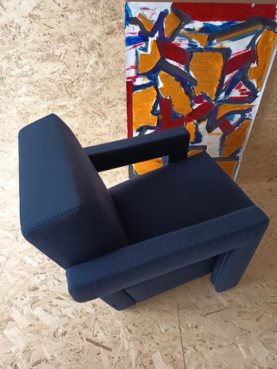 Image 1 of CASSINA Utrecht 637 armchair in Midnight BLUE Kvadrat wool by Gerrit Rietveld