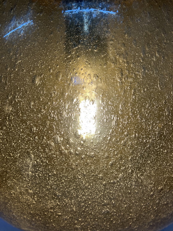 Image 1 of Lampe à suspension vintage Peill et Putzler ø30 verre bulle ambré NOS !