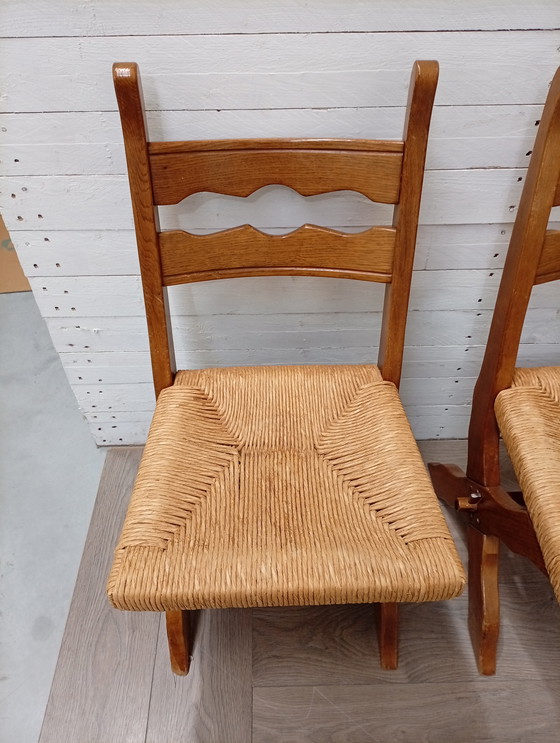 Image 1 of Sedie vintage in rovere con seduta in vimini