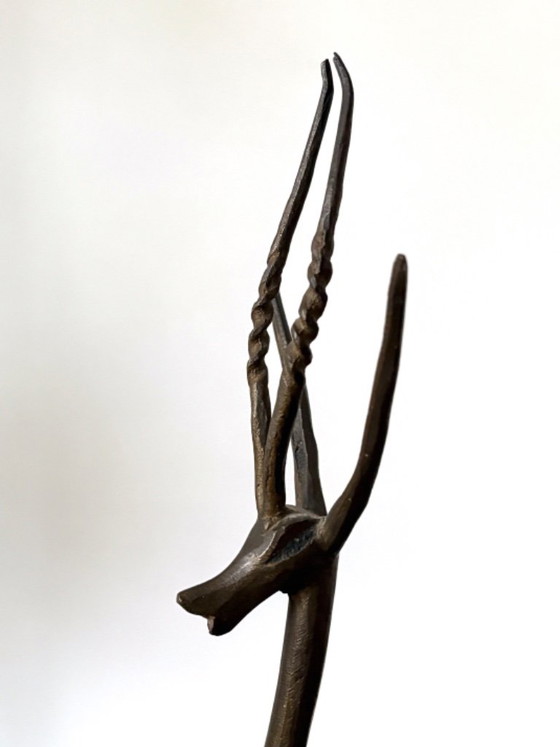 Beautiful minimalist gazelle sculpture MCM style from the 60s, Decorative Objects, Bronze, Brown (photo 6 of 8)