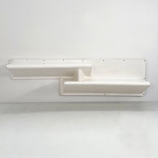Mueble de pared de fibra de vidrio con escritorio y banco o estantes de Club Med, década de 1970.