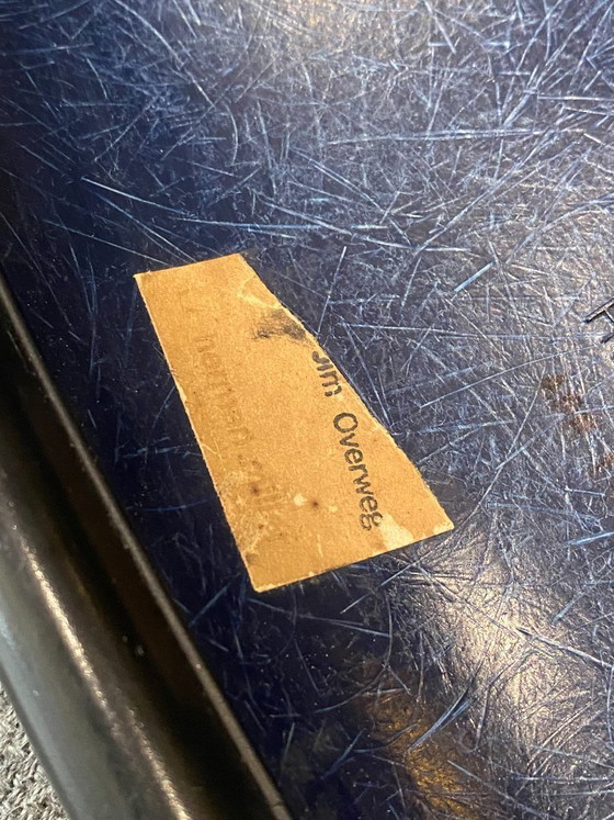 Image 1 of DSX chair, blue fiberglass, vinyl upholstery, Eames Herman Miller vintage 70s