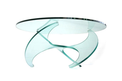 Comme neuve ! Table basse en verre Propeller de Knut Hesterberg et Ronald Schmitt + nouveau plateau en verre !