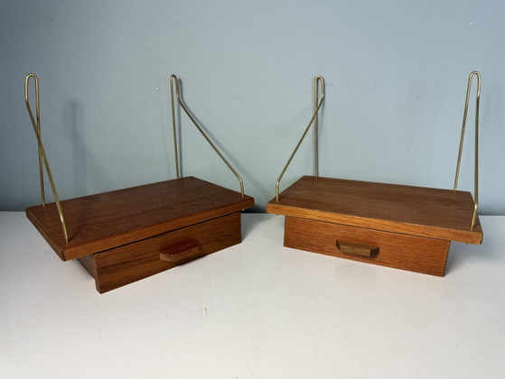 Prachtige Set Vintage Deense Nachtkastjes (Jaren '60) – Wood, Brass (photo 10 of 14)