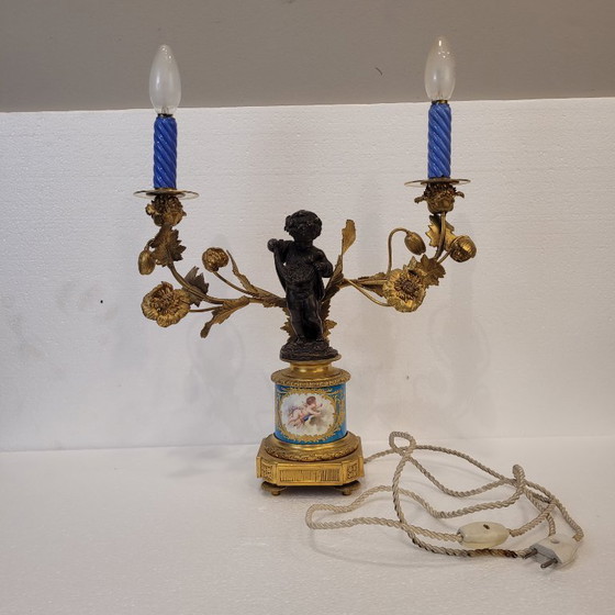 Image 1 of Candelabro / Lampada, ormolú e porcellana, Victor Paillard, Napoleone III, 1870 - Francia