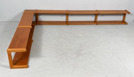 Estantería modular de pared/esquina de Dyrlund, Dinamarca, década de 1960.