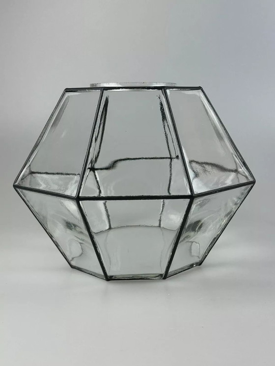 Image 1 of 60s 70s hanging lamp ceiling lamp by Limburg Leuchten Germany glass metal