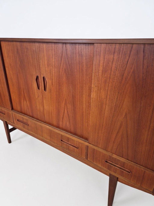 Vintage Deens Teak Highboard/Barkast ‘60 – high boards, Glass, Wood (photo 2 of 6)