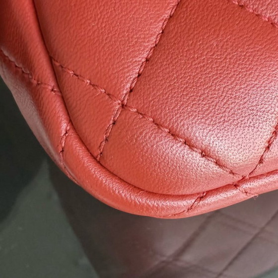 Image 1 of Chanel Seasonal Flap - Two Tone Quilted Lambskin Red Grey Golden Hardware Series 23