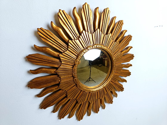 Image 1 of Vintage Golden Sunburst Mirror, 1960s