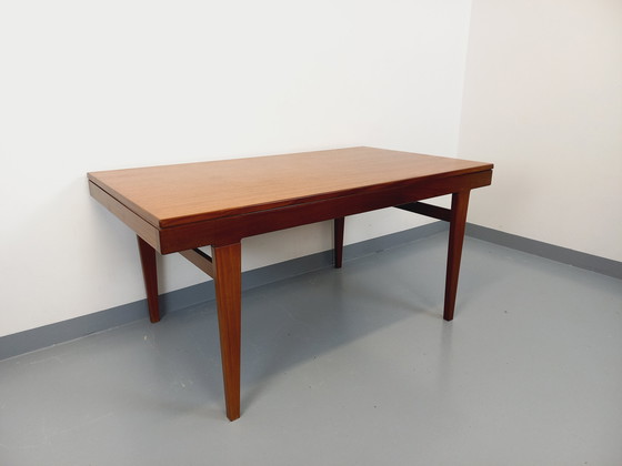 Image 1 of Table à Manger Scandinave Vintage des Années 50 60 en Teck avec Rallonge