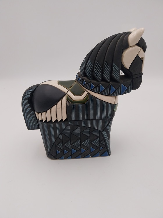 Image 1 of 1 x Artisania Rinconada keramisch paard  1970's Uruguay zwart 
