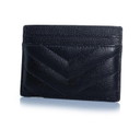 Tarjetero de piel negra Saint Laurent con logo