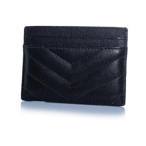 Saint Laurent, black leather card holder with logo