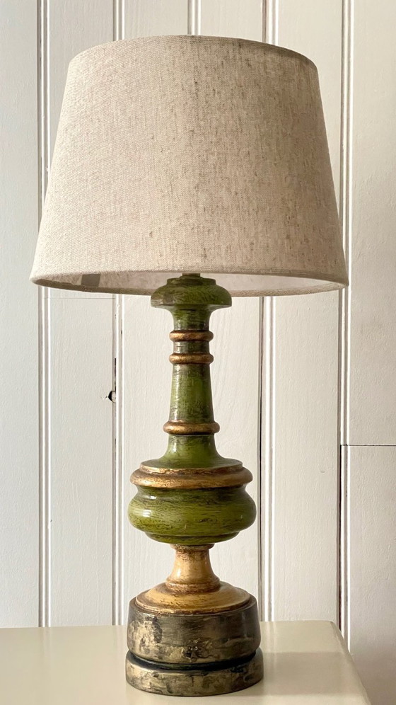 Image 1 of Vintage lamp van gedraaid hout
