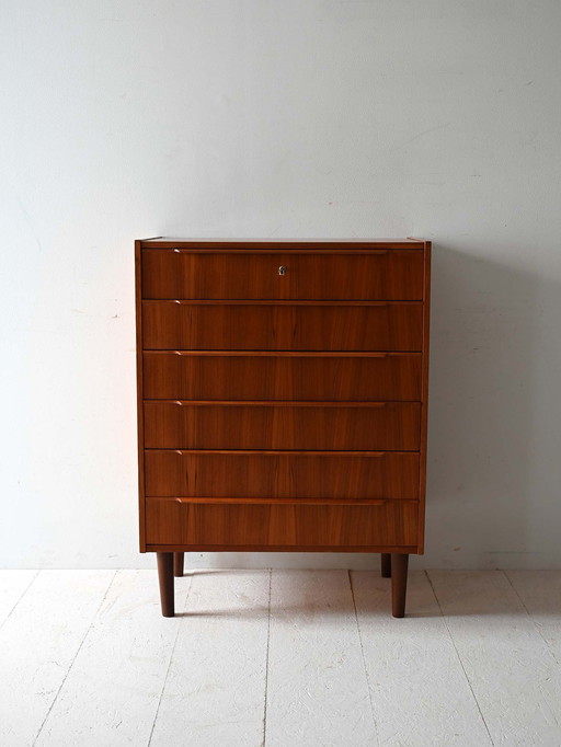 Commode scandinave à 6 tiroirs des années 1950/60
