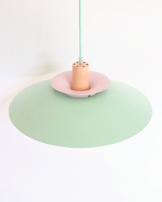 Image 1 of Lampada a sospensione danese vintage in colori pastello, stile retrò metà secolo