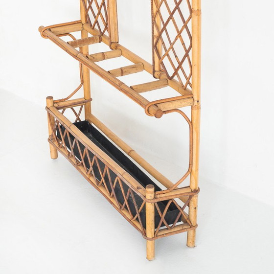 Vintage Hall Coat Rack With Mirror. Cane And Metal. France, 1960s – Rattan (photo 4 of 10)