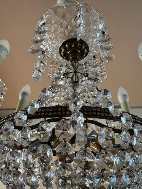 1960s Hot Air Balloon Crystal Chandelier – Brass (photo 5 of 15)
