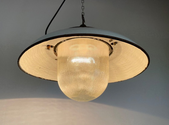 Image 1 of Industrial Grey Enamel Factory Pendant Lamp in Cast Iron from Zaos, 1960s