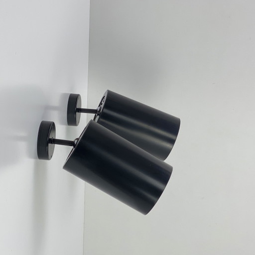 Lámparas de pared o techo de metal negro, vintage, años 50, Parscot. Réné-Jean Caillette.
