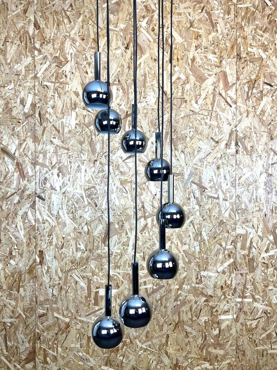 Image 1 of Lampada da soffitto Wortmann &amp; Filz anni '60 e '70 a cascata, cromata, Space Age