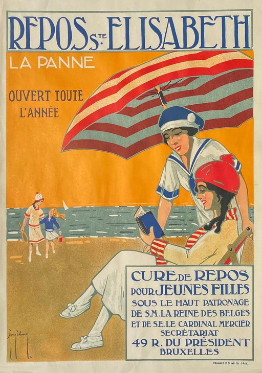 Francis DELAMARE Repos Sainte Elisabeth - Affiche De Panne 1980