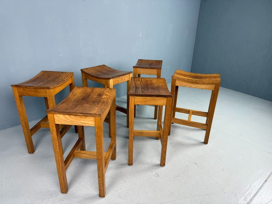 Image 1 of Set of 2 Japandi oak stools by Jonas Lindvall for David Design 1990s