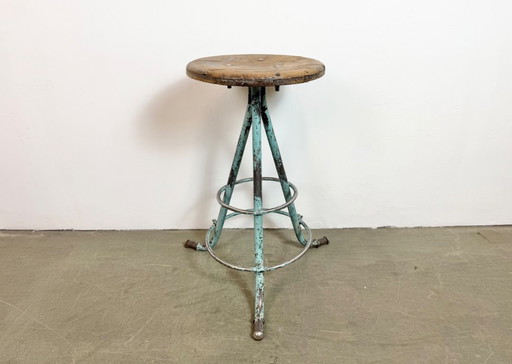Green Industrial Workshop Stool, 1960s