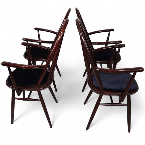 Image 1 of Set of 4 Windsor chairs, mahogany, 1960
