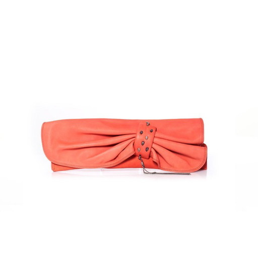 Maison Du Posh, pochette rosa corallo con teschi