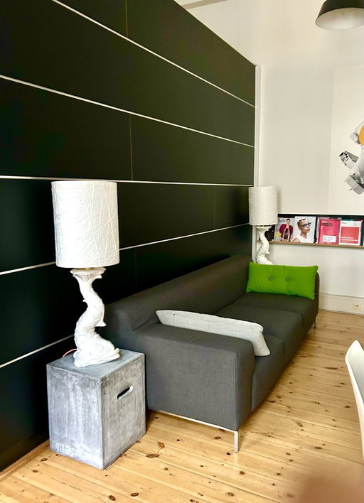 Grote witte keramieken tafellamp, Capodimonte Italië, jaren 1960