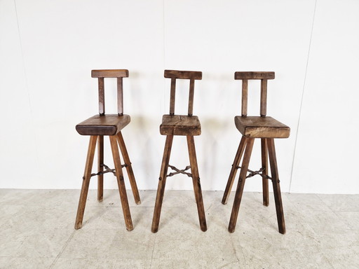 3x Tabourets de bar vintage brutaliste