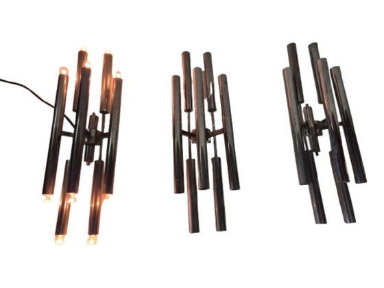 Image 1 of 3 grandi appliques in ottone nichelato, Italia 1960