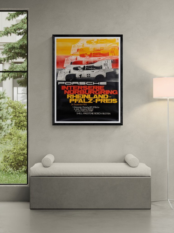 Image 1 of Porsche Interserie Nürburgring 1972 – Originele Vintage Porsche Poster van Atelier Strenger – Mid-Century Modern – 102x76 cm