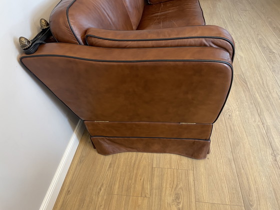 Image 1 of Leren geleefde kasteelbank 