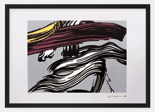 Roy Lichtenstein – Litografía Pinceladas – enmarcada
