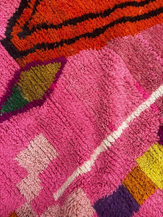 Image 1 of Tapis marocain rose fait main 200x310 cm, tapis doux et moelleux, décoration bohème