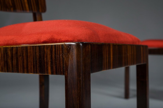 Image 1 of Art Deco Makassar Esszimmerstühle, 1930er Jahre, Satz von 4