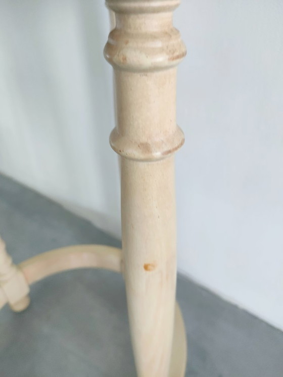 Vintage Brocant 'Farmhouse' Ronde Bijzettafel Plantentafel Haltafel (Créme/Wit) – Wood (photo 9 of 12)