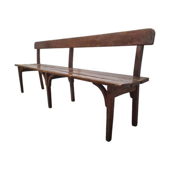 Image 1 of Antica panca da ingresso francese in legno, 1900 circa