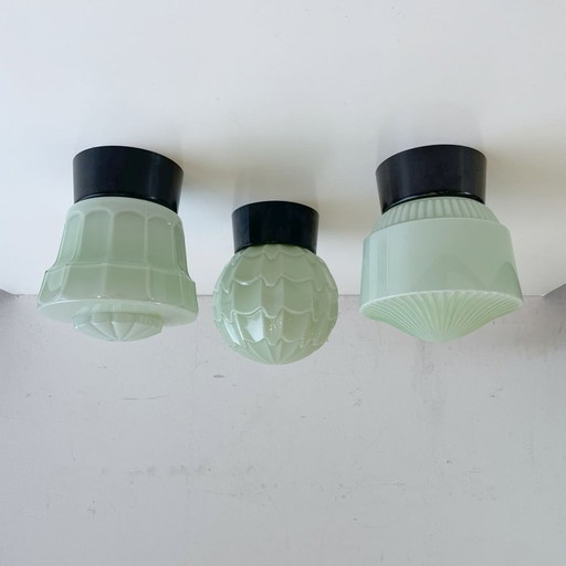 3x 2Thabur lámpara de techo baquelita, vidrio