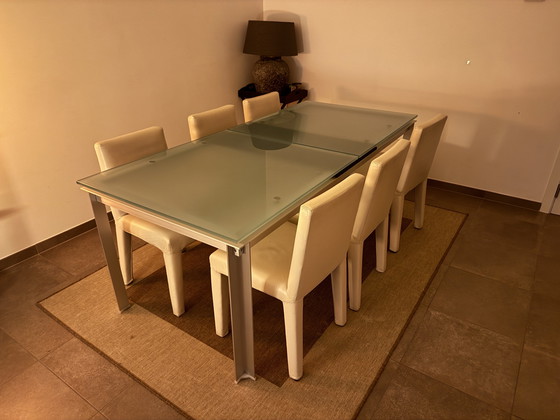Image 1 of B&B Italia extendable designer dining table, Paolo Piva, glass