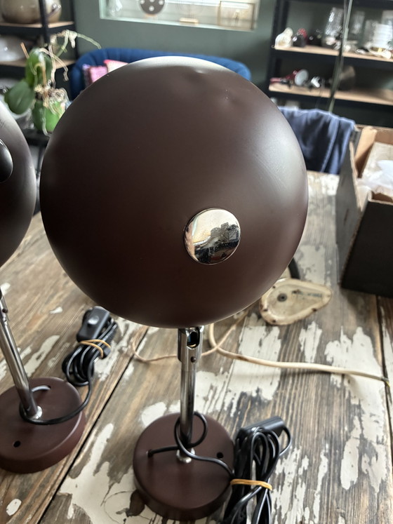 Set of Vintage Hoffmeister Eyeball Table Lamps – Metal, Chrome (photo 7 of 9)